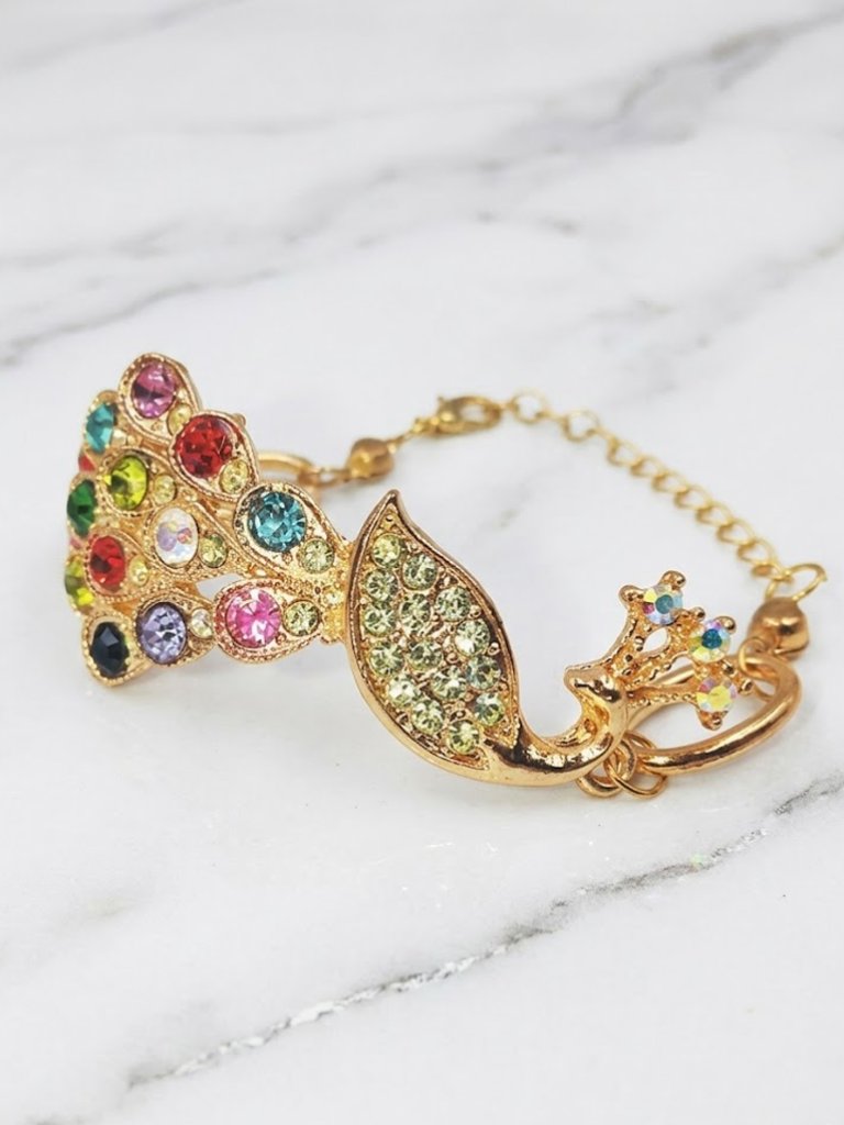 Ladies Rhinestone Peacock Bracelet